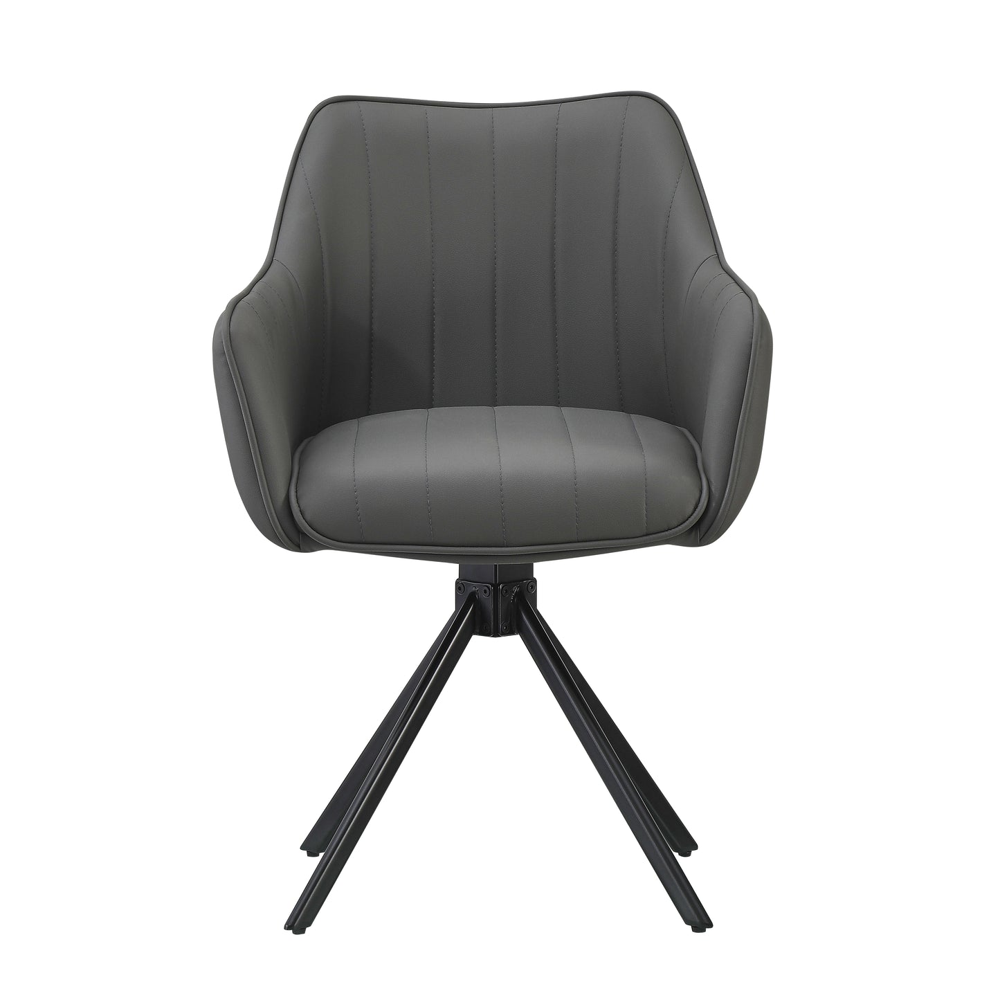 Lot de 2 chaises pivotantes recouvertes de cuir écologique et pieds en métal, Mirko, Gris/Noir, L48xL60xH86 cm