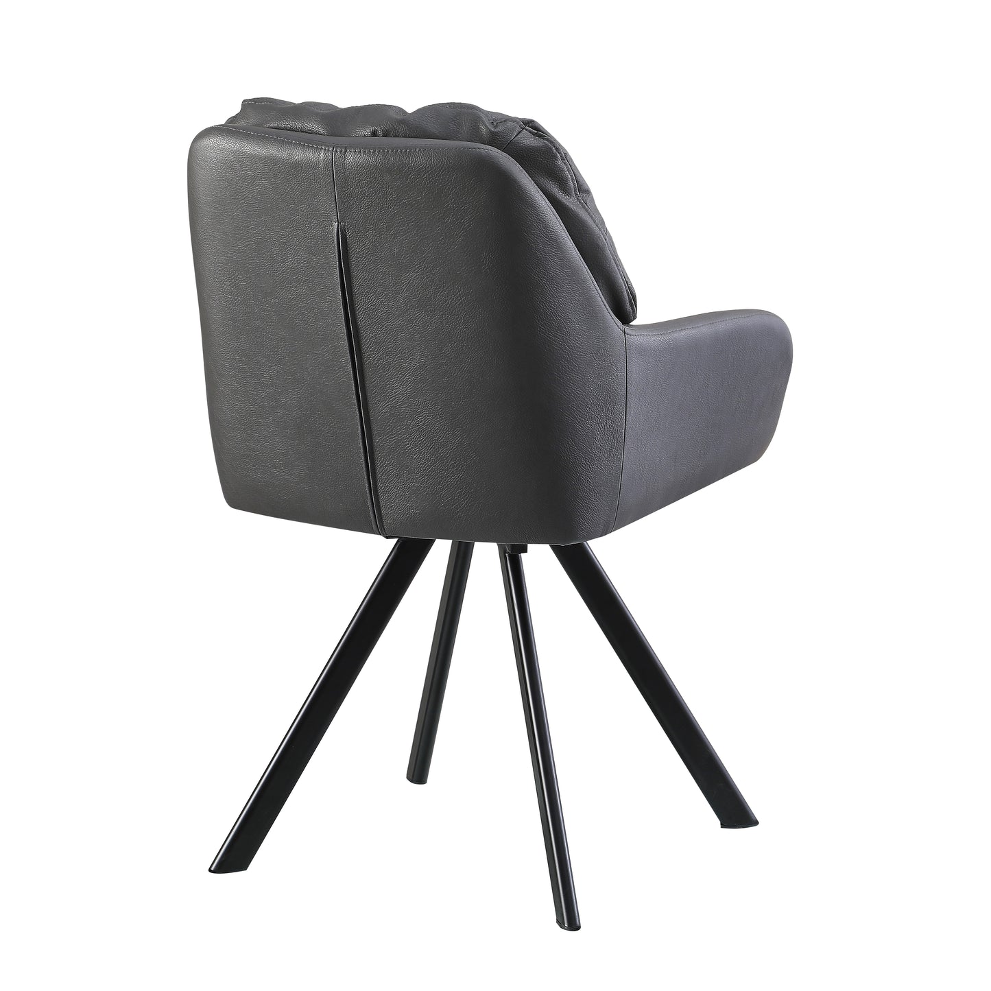 Lot de 2 chaises pivotantes recouvertes de cuir écologique et pieds en métal, Spellis, Gris/Noir, L48xP60xH85 cm