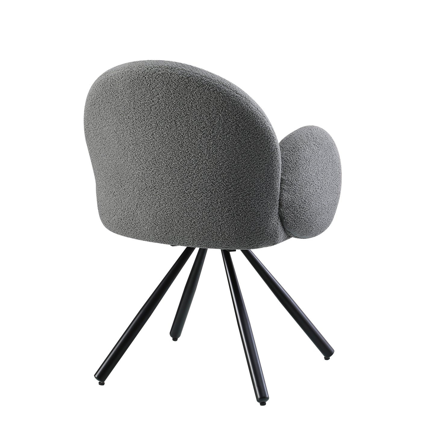 Lot de 2 chaises pivotantes recouvertes de tissu bouclé et pieds en métal, Crown, Gris, L63xP60xH86 cm
