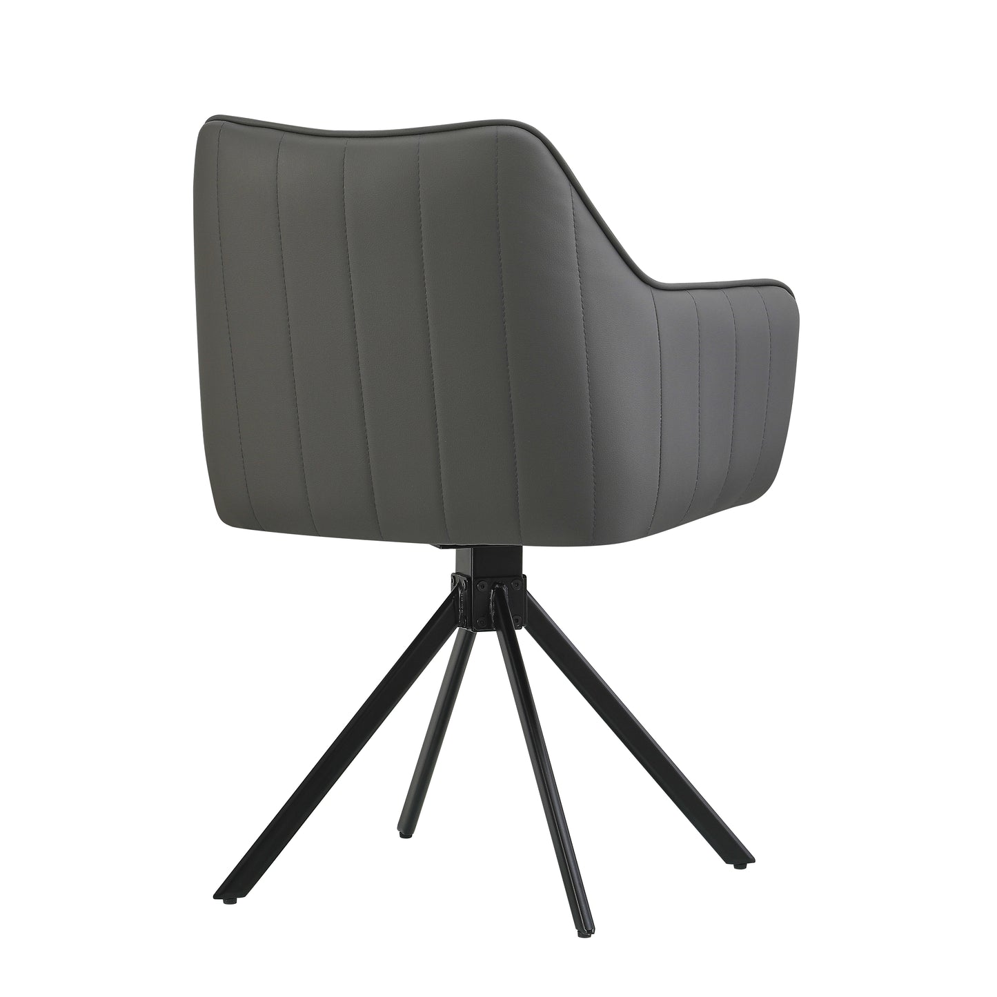 Lot de 2 chaises pivotantes recouvertes de cuir écologique et pieds en métal, Mirko, Gris/Noir, L48xL60xH86 cm