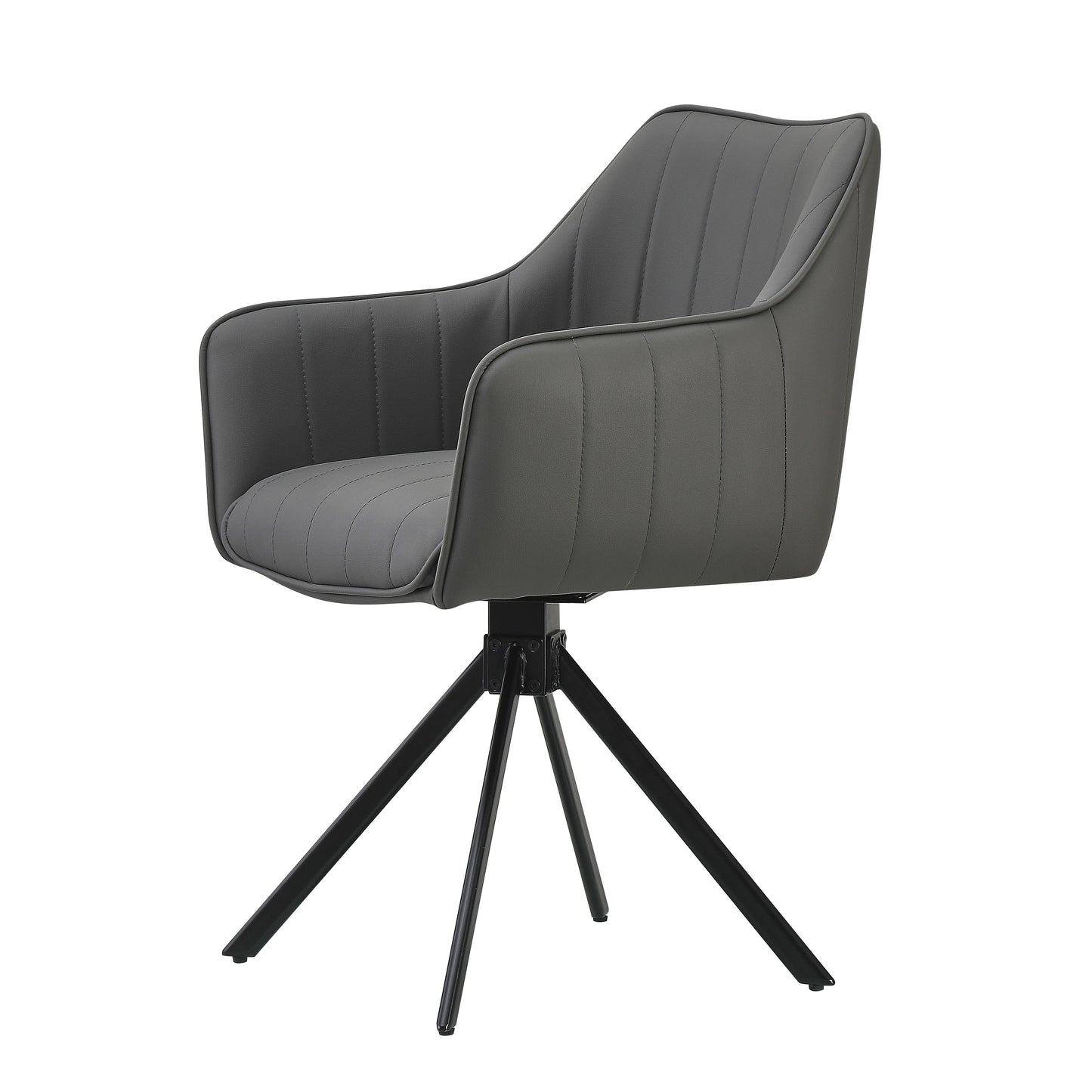 Lot de 2 chaises pivotantes recouvertes de cuir écologique et pieds en métal, Mirko, Gris/Noir, L48xL60xH86 cm