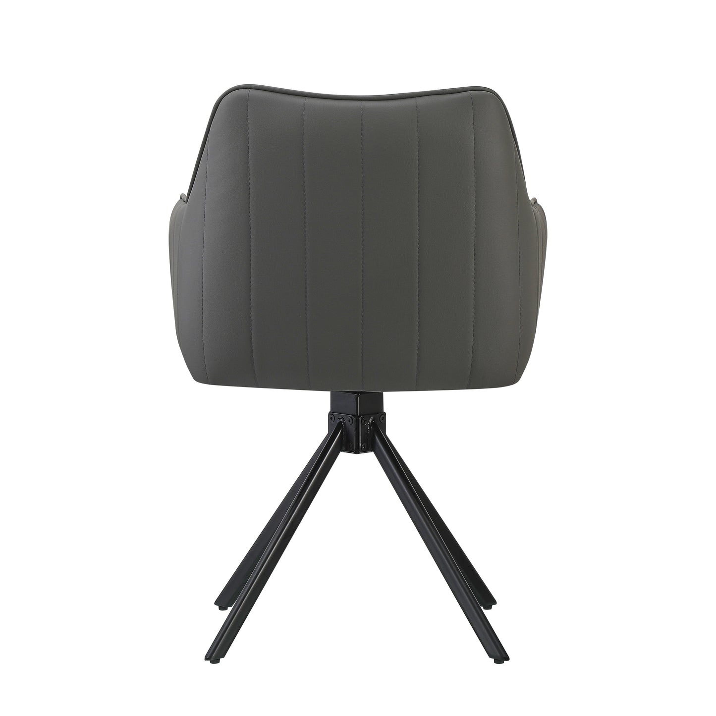 Lot de 2 chaises pivotantes recouvertes de cuir écologique et pieds en métal, Mirko, Gris/Noir, L48xL60xH86 cm