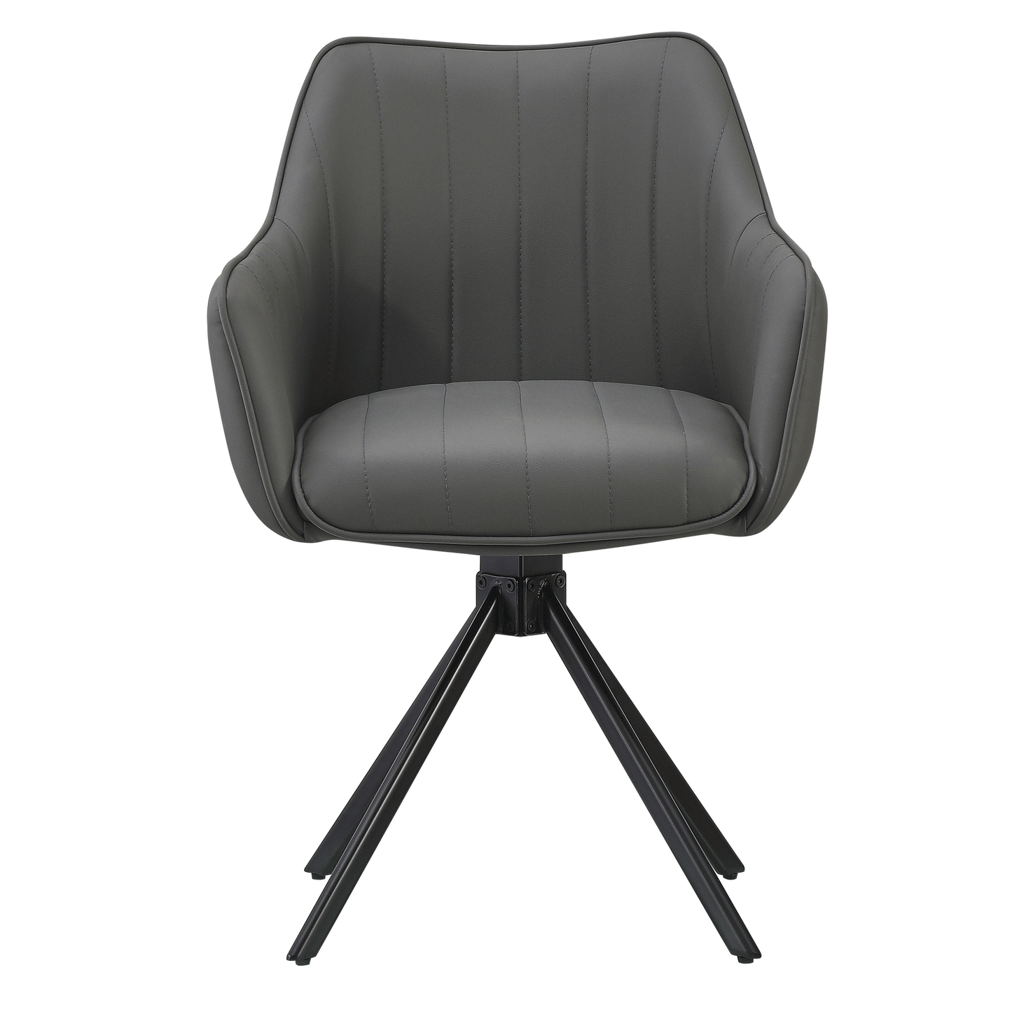 Lot de 2 chaises pivotantes recouvertes de cuir écologique et pieds en métal, Mirko, Gris/Noir, L48xL60xH86 cm