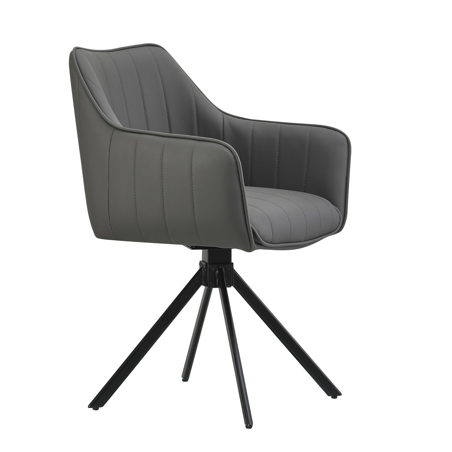 Lot de 2 chaises pivotantes recouvertes de cuir écologique et pieds en métal, Mirko, Gris/Noir, L48xL60xH86 cm