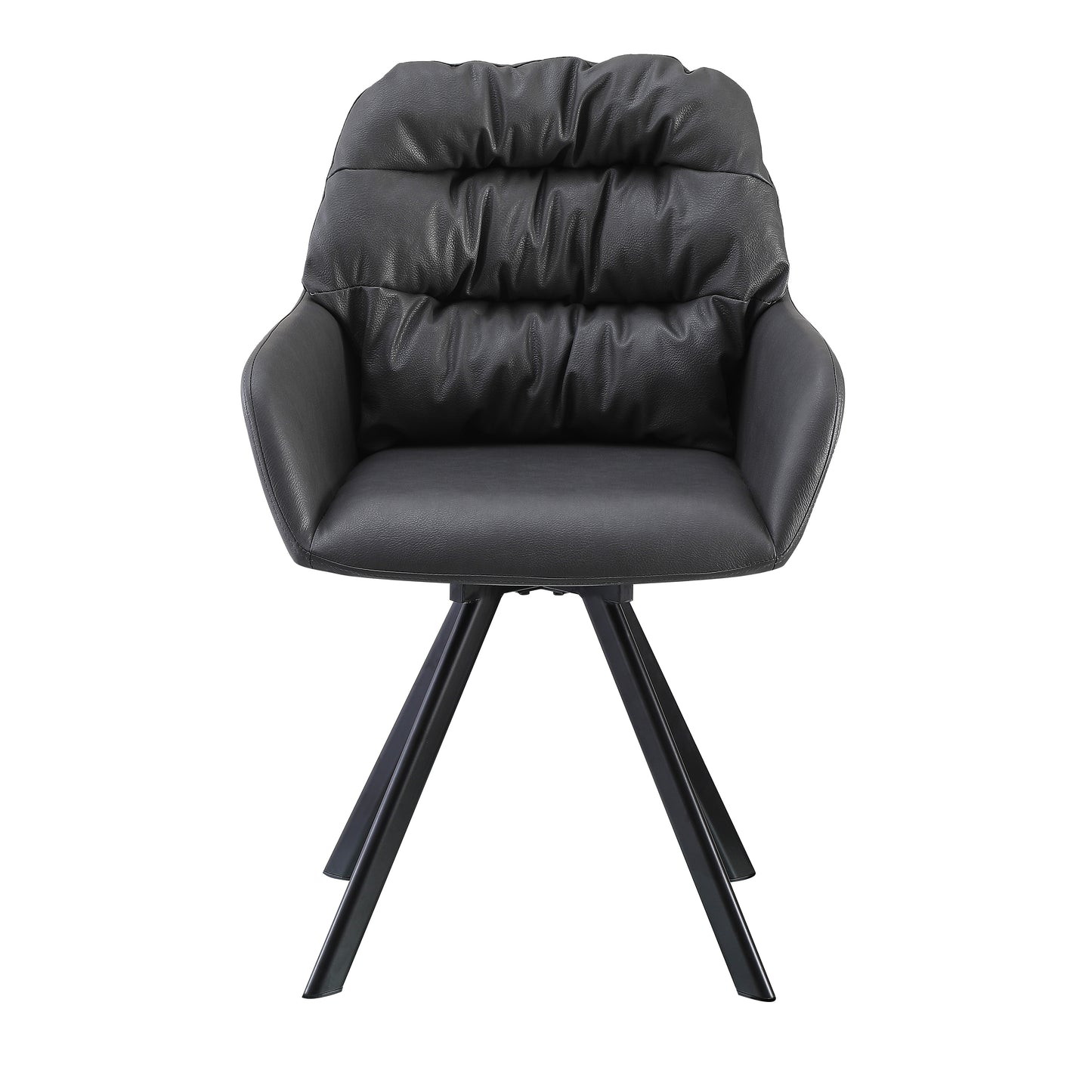 Lot de 2 chaises pivotantes recouvertes de cuir écologique et pieds en métal, Spellis, Gris/Noir, L48xP60xH85 cm