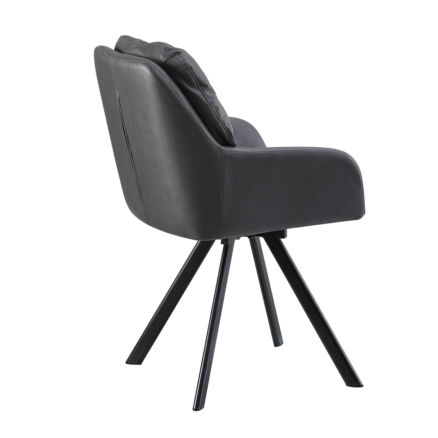 Lot de 2 chaises pivotantes recouvertes de cuir écologique et pieds en métal, Spellis, Gris/Noir, L48xP60xH85 cm