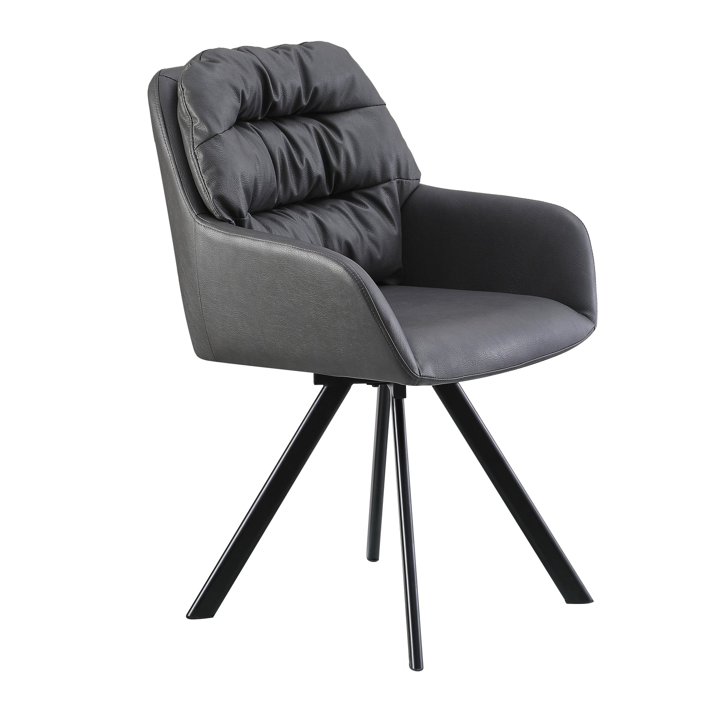 Lot de 2 chaises pivotantes recouvertes de cuir écologique et pieds en métal, Spellis, Gris/Noir, L48xP60xH85 cm