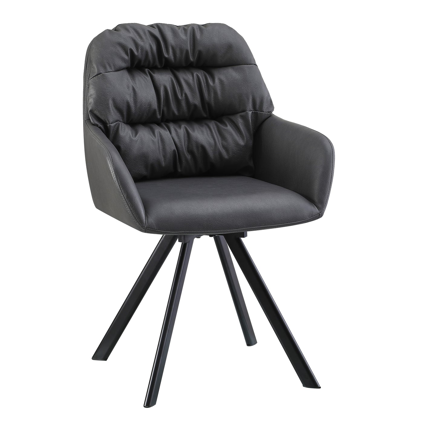 Lot de 2 chaises pivotantes recouvertes de cuir écologique et pieds en métal, Spellis, Gris/Noir, L48xP60xH85 cm