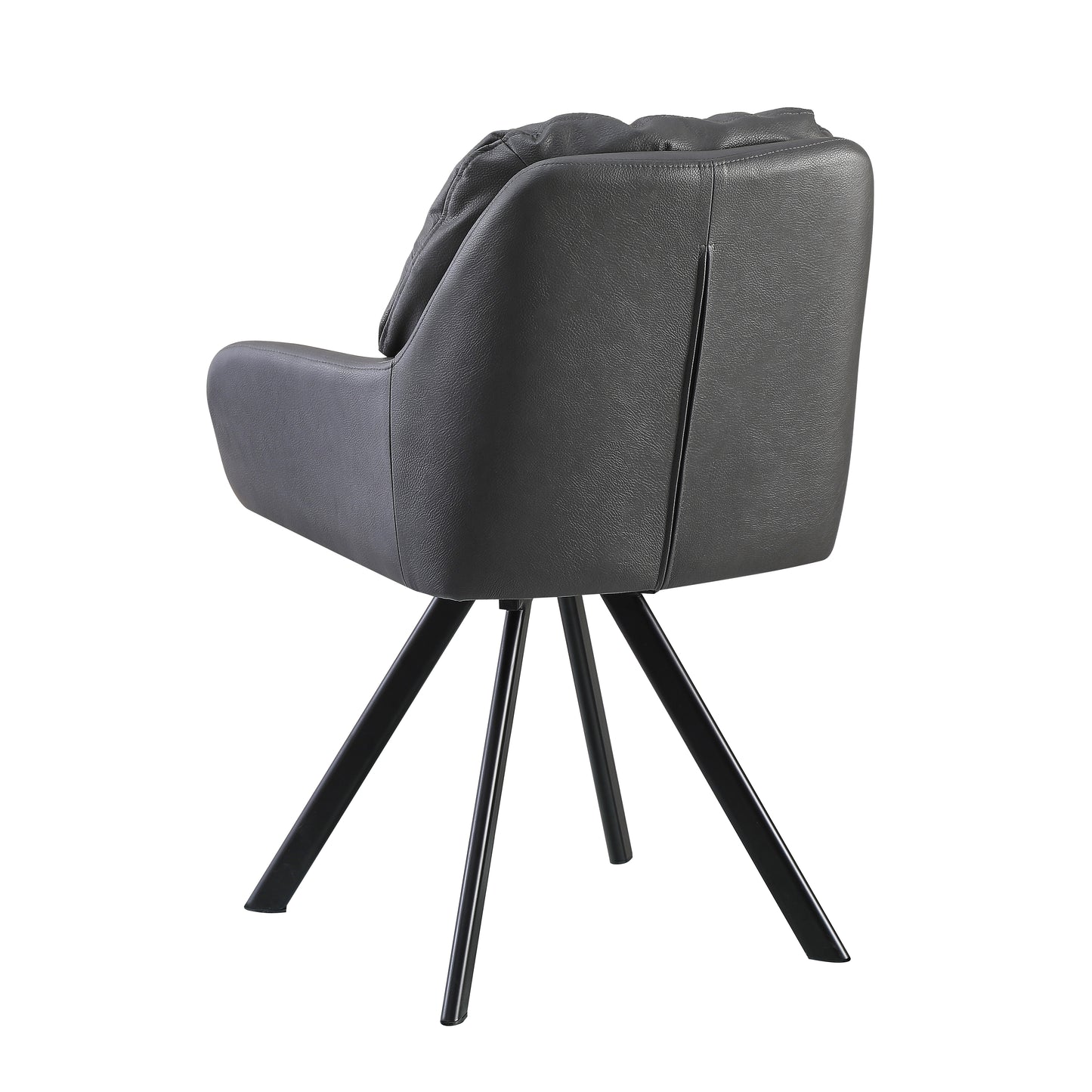 Lot de 2 chaises pivotantes recouvertes de cuir écologique et pieds en métal, Spellis, Gris/Noir, L48xP60xH85 cm
