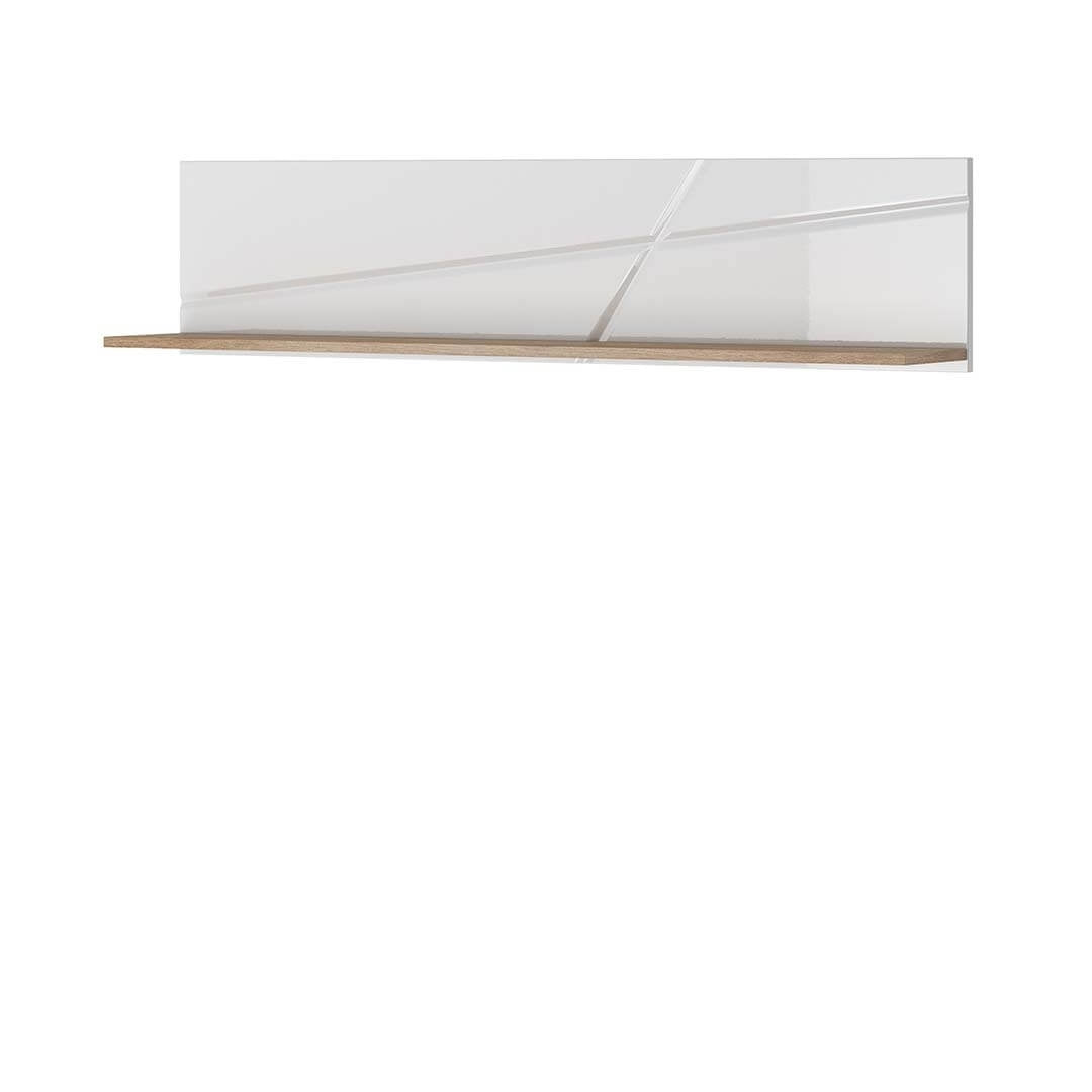 Ensemble de meubles de salon en bois et verre, 4 pièces, Futura, Blanc / Chêne Riviera