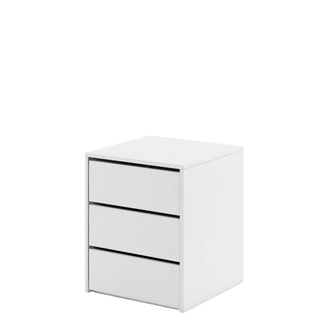 Table de chevet en bois avec 3 tiroirs Idea 13, Blanc mat, L50xl47xH60 cm