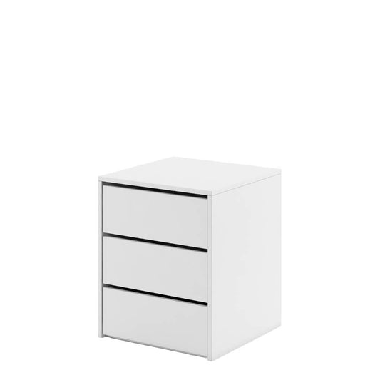 Table de chevet en bois avec 3 tiroirs Idea 13, Blanc mat, L50xl47xH60 cm