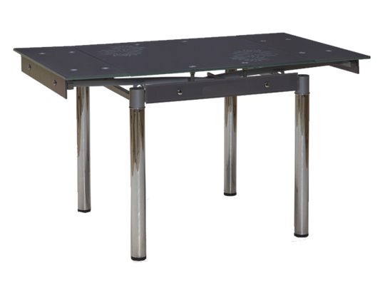 Table extensible en verre GD-082, Gris, L80-131xl80xH75 cm