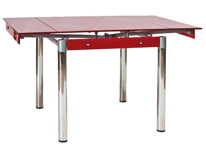 Table extensible en verre GD-082 Rouge, L80x131xl80xH75 cm