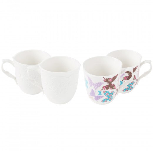 Set de 4 chiens 250 ml, Porcelaine, Papillon