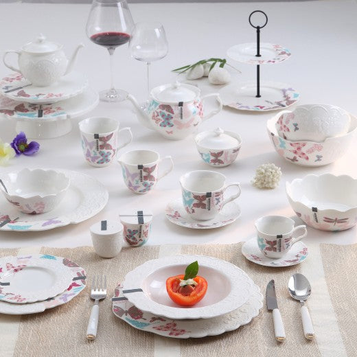 Set de 4 chiens 250 ml, Porcelaine, Papillon