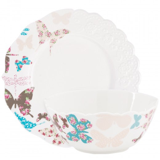 Service de table 12 pièces, Porcelaine, Papillon