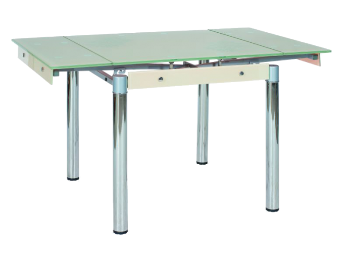 Table extensible en verre GD-082, Crème, L80-131xl80xH75 cm