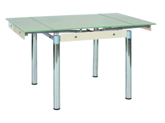 Table extensible en verre GD-082, Crème, L80-131xl80xH75 cm