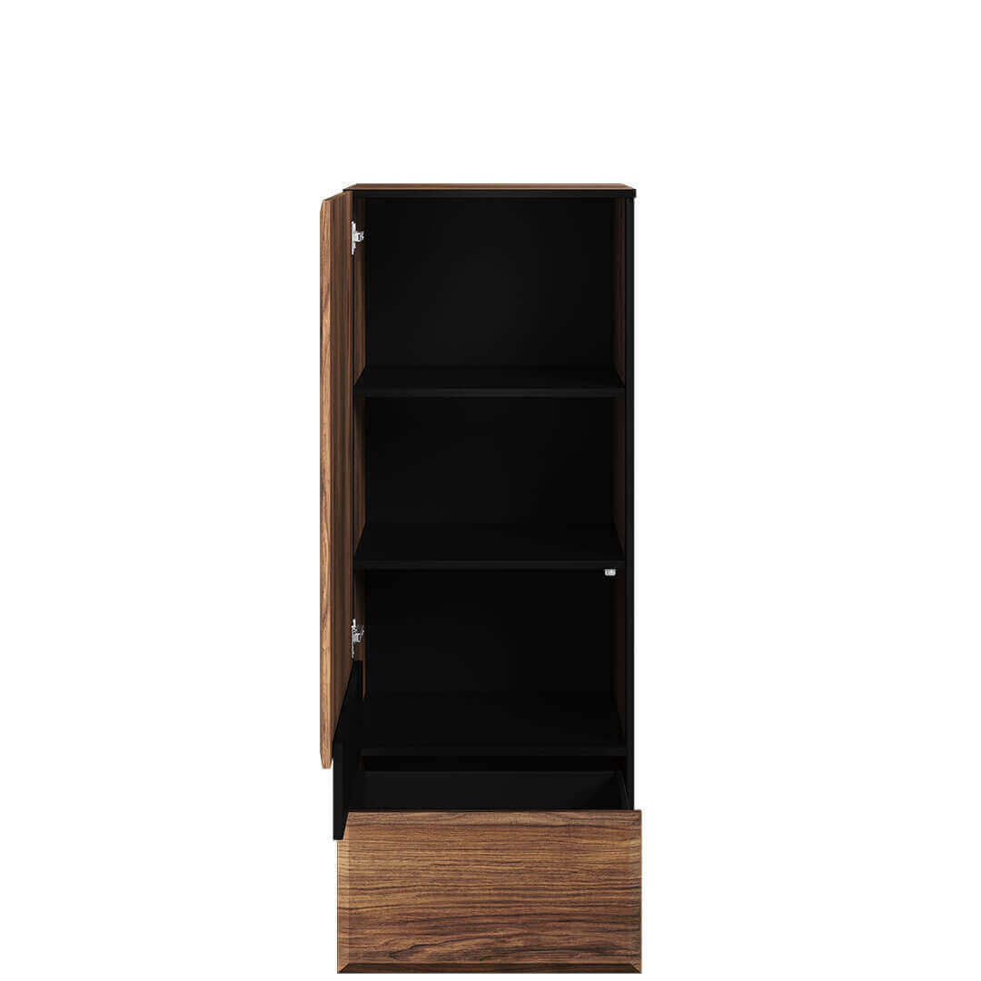 Armoire en bois, avec 1 porte et 1 tiroir, Borga 06, Chêne Catane / Noir, L55xW41xH143 cm