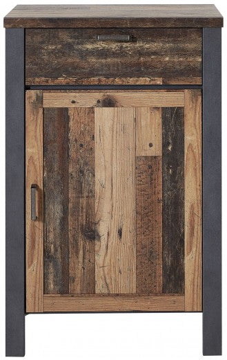Armoire palette 1 porte et 1 tiroir Chelsea Naturel / Graphite, l69xA40xH105 cm