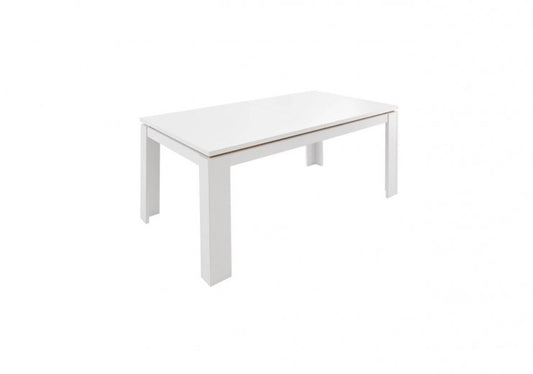 Table extensible en aggloméré et MDF Selina Blanc / Naturel, L160-240xl90xH76 cm