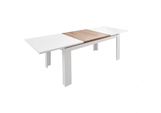 Table extensible en aggloméré et MDF Selina Blanc / Naturel, L160-240xl90xH76 cm