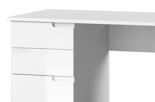 Table de bureau en bois et MDF, avec 2 tiroirs et 2 portes Gabrielle 15 Blanc, L158xl67xH76 cm