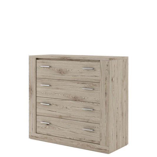 Commode en bois avec 4 tiroirs Idea 10, Chêne San Remo, L100xl42xH90 cm