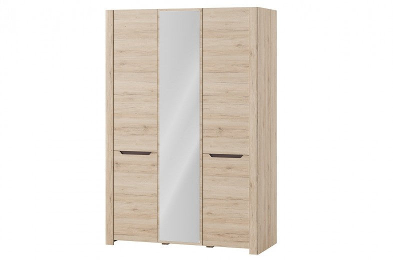 Armoire palette, avec 3 portes et miroir Desjo 06 Chêne San Remo, l140xA58xH207 cm