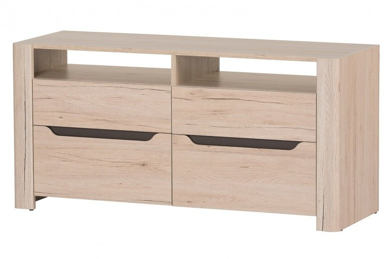 Meuble TV en bois, avec 2 portes Desjo 21 Petit Chêne San Remo, l118xA42xH58 cm