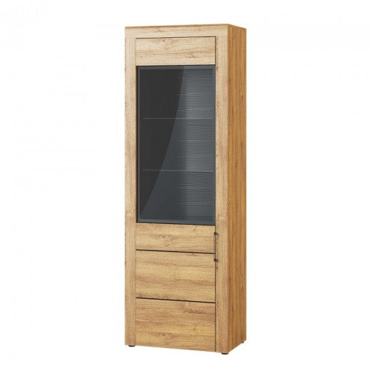 Vitrine palette 1 porte Kama 10 Chêne / Noir, l67xA40xH199 cm