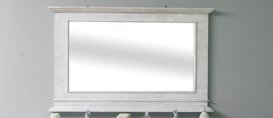 Miroir décoratif avec cadre d'arbre de sapin, Pasy PS138B blanc P004 / Antique blanc P080, L151XH95 CM