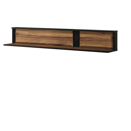 Étagère suspendue en bois, Borga 04, Chêne Catane / Noir, L155xl26xH24 cm