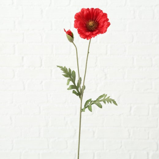 Fil Fleur Artificielle Coquelicot Rouge / Vert, Modèles Assortis, H64 cm