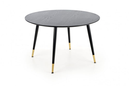 Table en MDF et métal Embos Noir / Or, Ø120xH75 cm