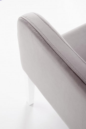 Fauteuil fixe tapissé de tissu, avec pieds en bois Filo Gris / Blanc, l60xA62xH92 cm