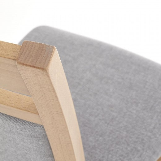 Chaise en bois de hêtre, tapissée de tissu Gerard 2 Gris / Chêne, l46xA55xH97 cm