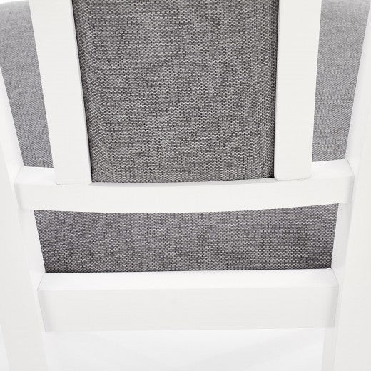 Chaise en bois de hêtre, tapissée de tissu Konrad Gris / Blanc, l46xA57xH96 cm