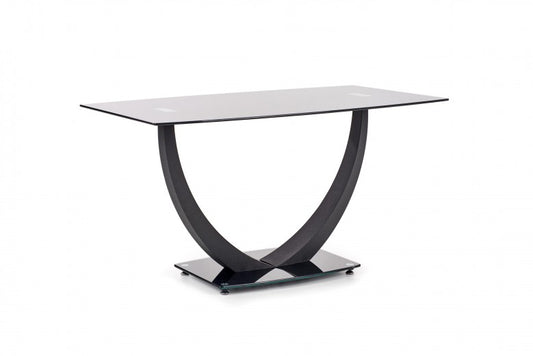 Table Anton verre et métal noir, L140xl80xH75