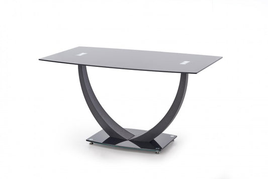 Table Anton verre et métal noir, L140xl80xH75