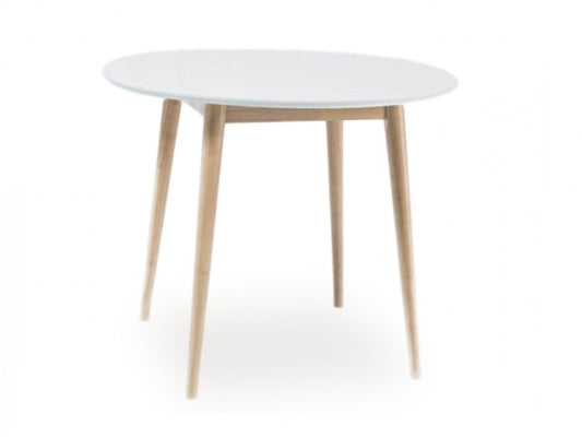 Table en MDF et bois Larson Blanc, Ø90xh75 cm