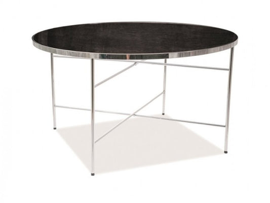 Table basse en verre et métal Alvera B Marbre / Chrome, Ø80xH45 cm