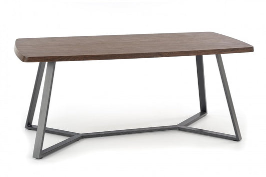 Table en MDF et métal Caruzzo Noyer / Graphite, L180xl90xH76 cm