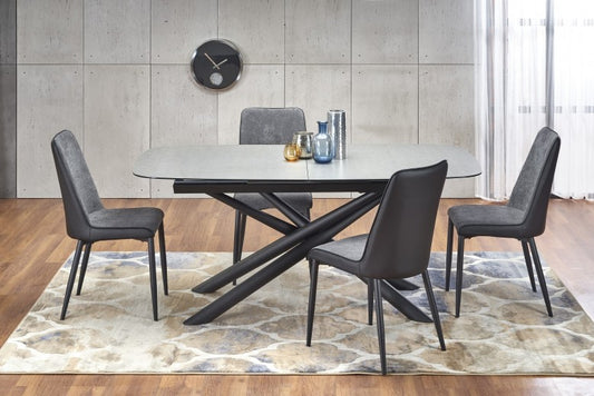Table extensible en verre et métal Capello Gris foncé / Noir, L180-240xl95xH77 cm