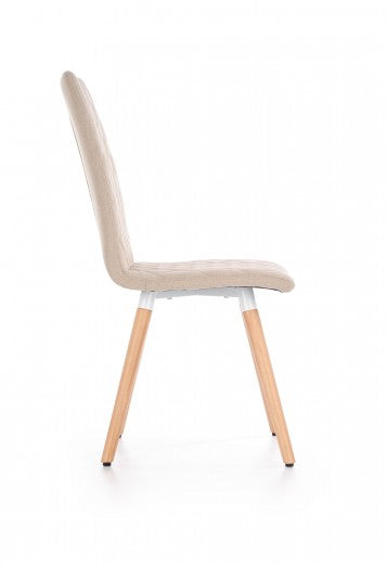 Chaise rembourrée en tissu, avec pieds en bois K282 Beige, l56xA44xH93 cm