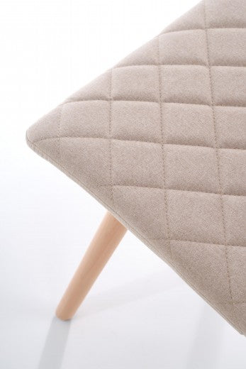 Chaise rembourrée en tissu, avec pieds en bois K282 Beige, l56xA44xH93 cm