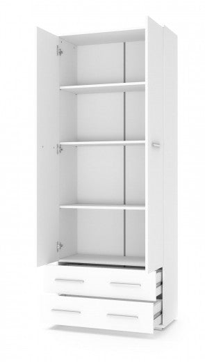 Armoire palette 2 portes et 2 tiroirs Lima REG-2 Blanc / Chêne Sonoma, l77xA40xH200 cm
