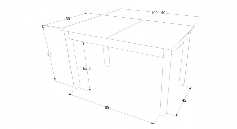 Table extensible en aggloméré, Horacy Small Oak Sonoma / Blanc, L100-140xl60xH75 cm