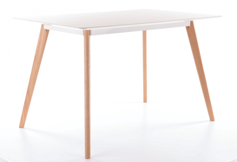 Table en MDF et bois Milan Blanc / Chêne, L120xl80xH75 cm